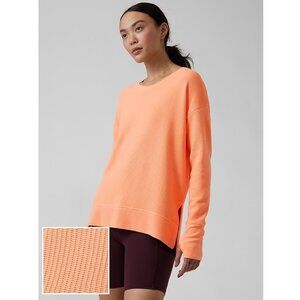 Athleta | Coaster Luxe Waffle Sweatshirt | Bright Peach | Medium